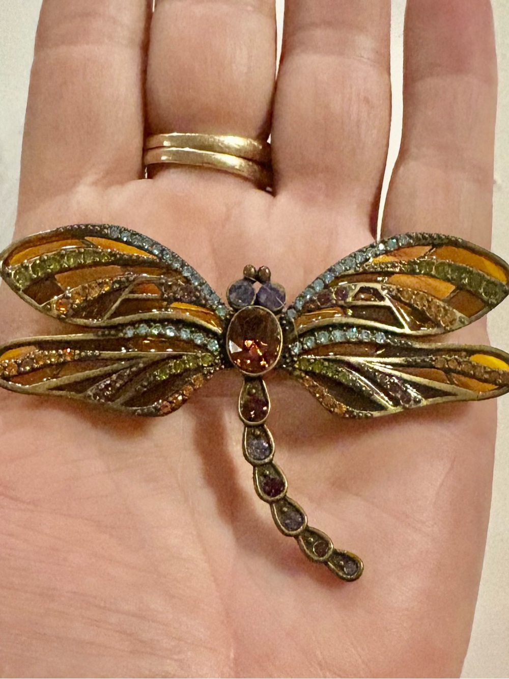 ✨ VINTAGE ART NOUVEAU STYLE PLIQUE-À-JOUR DRAGONFLY BROOCH ✨